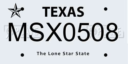 MSX0508 Texas License Plate