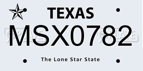 MSX0782 Texas License Plate