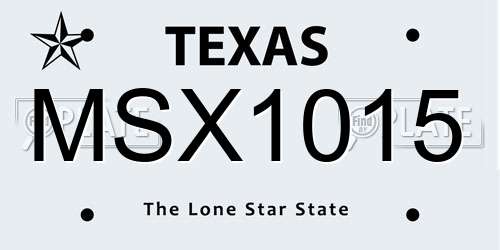 MSX1015 Texas License Plate