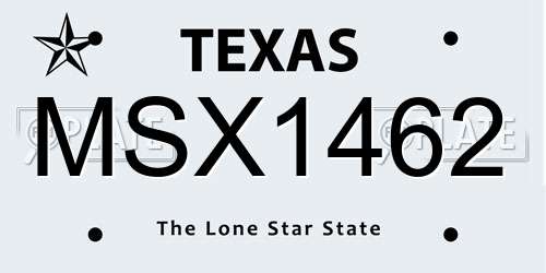 MSX1462 Texas License Plate