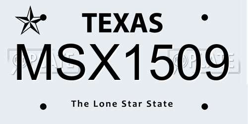 MSX1509 Texas License Plate