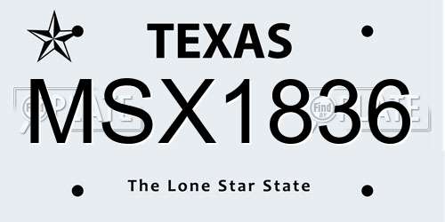 MSX1836 Texas License Plate