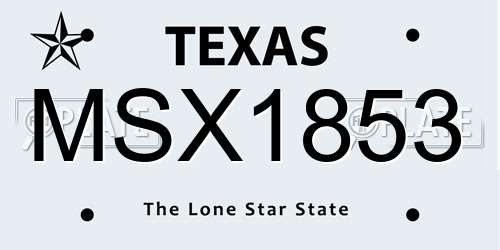 MSX1853 Texas License Plate