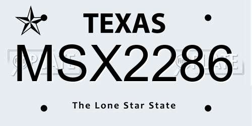 MSX2286 Texas License Plate