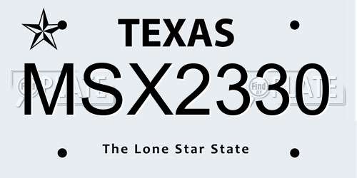 MSX2330 Texas License Plate