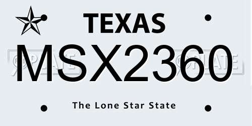 MSX2360 Texas License Plate