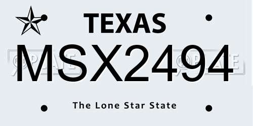 MSX2494 Texas License Plate