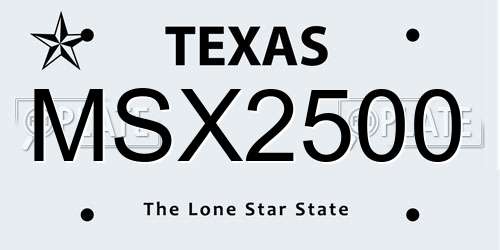 MSX2500 Texas License Plate