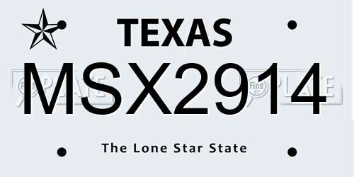 MSX2914 Texas License Plate