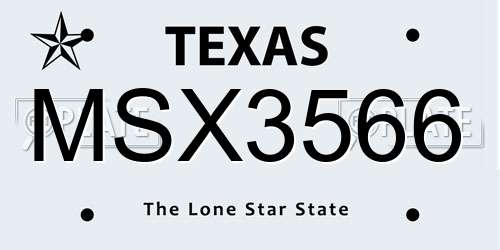 MSX3566 Texas License Plate