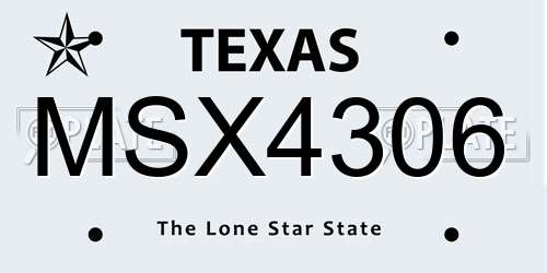MSX4306 Texas License Plate