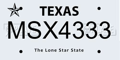 MSX4333 Texas License Plate