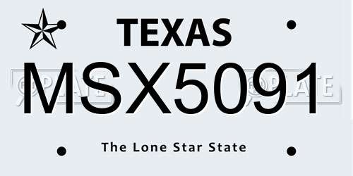 MSX5091 Texas License Plate