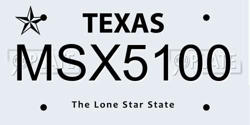 MSX5100 Texas License Plate