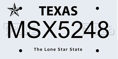 MSX5248 Texas License Plate