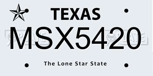 MSX5420 Texas License Plate