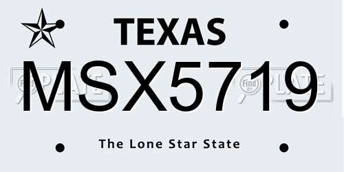MSX5719 Texas License Plate