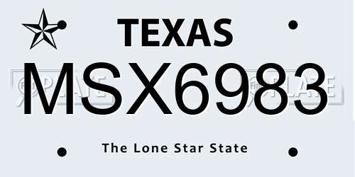 MSX6983 Texas License Plate