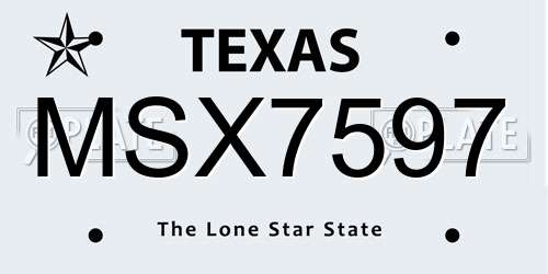 MSX7597 Texas License Plate
