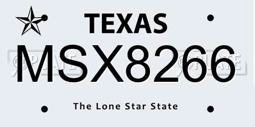 MSX8266 Texas License Plate