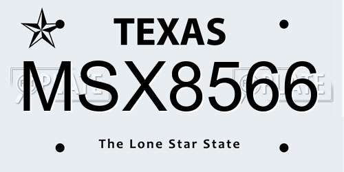 MSX8566 Texas License Plate