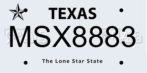 MSX8883 Texas License Plate
