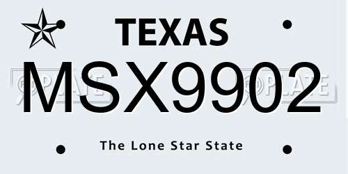 MSX9902 Texas License Plate