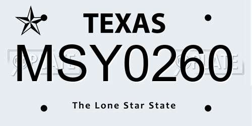 MSY0260 Texas License Plate