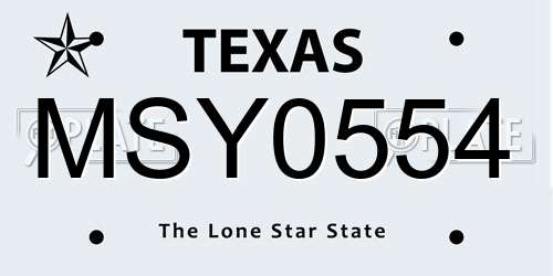 MSY0554 Texas License Plate