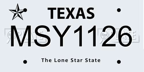 MSY1126 Texas License Plate