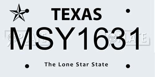 MSY1631 Texas License Plate