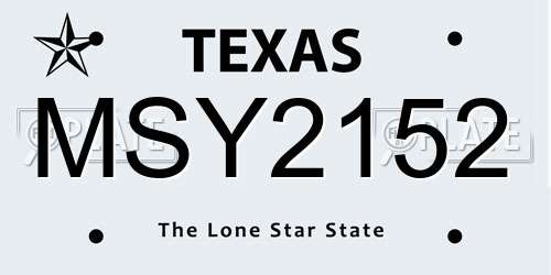 MSY2152 Texas License Plate