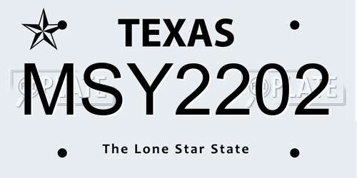 MSY2202 Texas License Plate