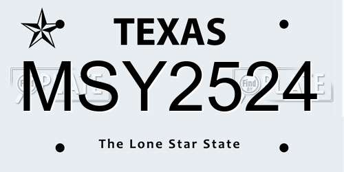 MSY2524 Texas License Plate