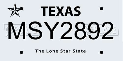 MSY2892 Texas License Plate