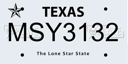 MSY3132 Texas License Plate