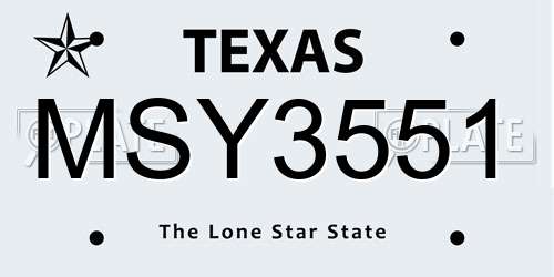 MSY3551 Texas License Plate
