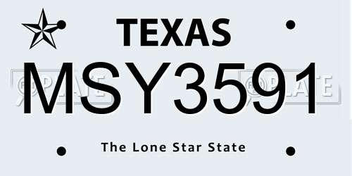 MSY3591 Texas License Plate