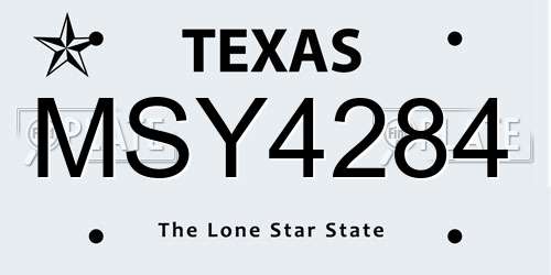 MSY4284 Texas License Plate