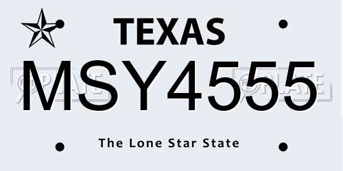 MSY4555 Texas License Plate
