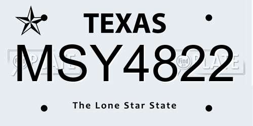 MSY4822 Texas License Plate