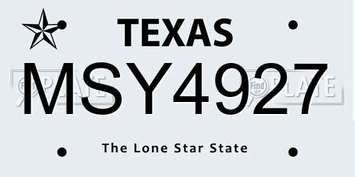 MSY4927 Texas License Plate