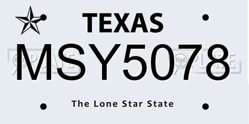 MSY5078 Texas License Plate