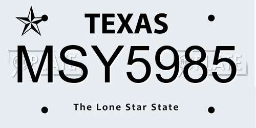MSY5985 Texas License Plate
