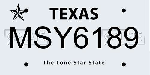 MSY6189 Texas License Plate