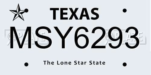 MSY6293 Texas License Plate