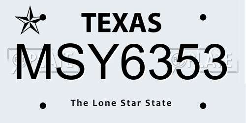 MSY6353 Texas License Plate