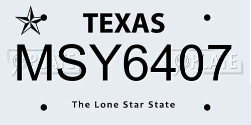 MSY6407 Texas License Plate