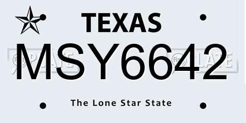 MSY6642 Texas License Plate