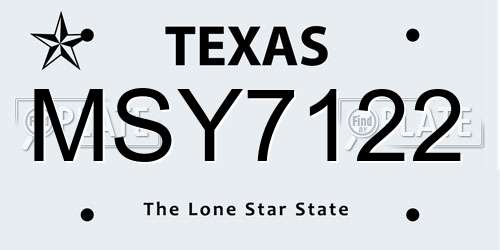 MSY7122 Texas License Plate